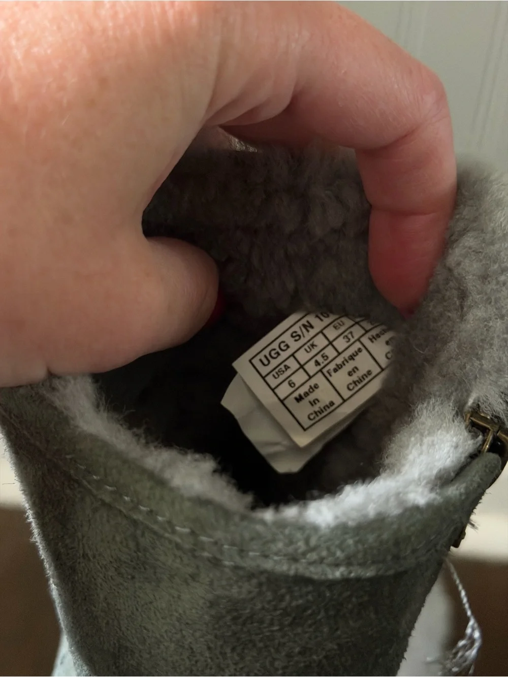 UGG Women's Gray Suede Shearling Lined Ankle Boots
